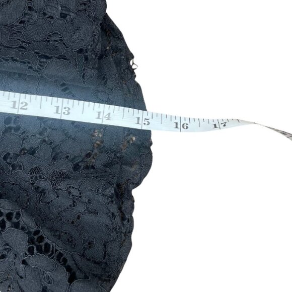 LOFT Ann Taylor Black Lace Lined Bell Sleeve V-Neck Blouse Top Size Small Career - Picture 7 of 10